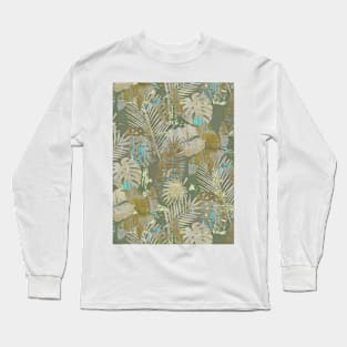 Tropical gray retro vintage distressed Long Sleeve T-Shirt